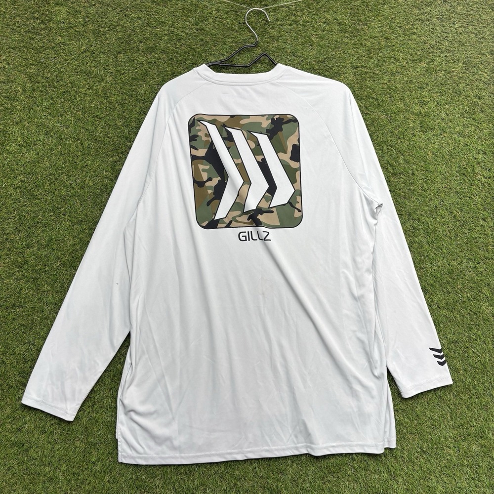 Gillz UV Fishing Shirt Mens XL Long Sleeve Camo Logo Lightweight Outdoor